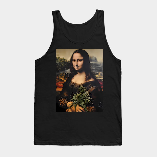 ny Mona Liza Cannabis Weed Marihuana Leaves Tank Top by keng-dela